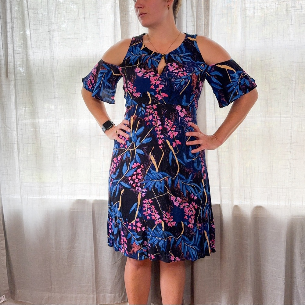 Anthropologie Floral Drape Sleeve Dress - Size M